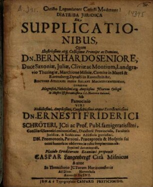 Diatriba Iuridica De Supplicationibus