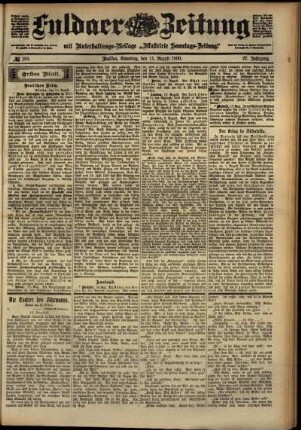 Erste Ausgabe vom Samstag, den 11. August 1900.