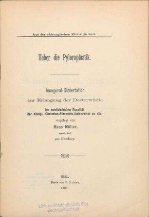 Ueber die Pyloroplastik
