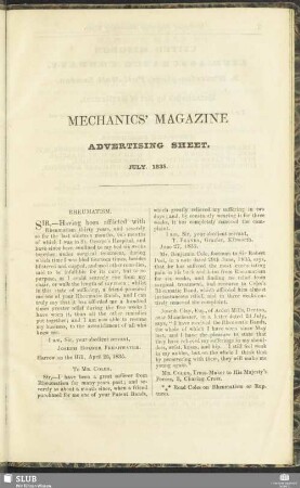 Advertising Sheet. July 1835