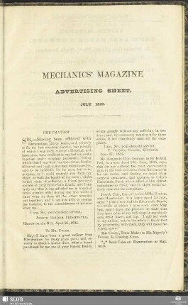 Advertising Sheet. July 1835