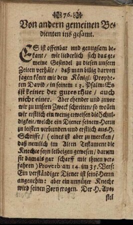 Von andern gemeinen Bedienten ins gesamt.