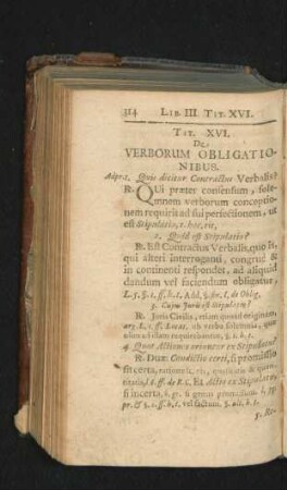 Tit. XVI. De Verborum Obligationibus.
