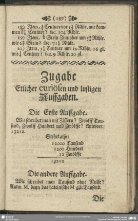 Zugabe Etlicher curiösen und lustigen Auffgaben