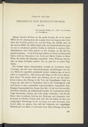 Friedrich Von Bodelschwingh