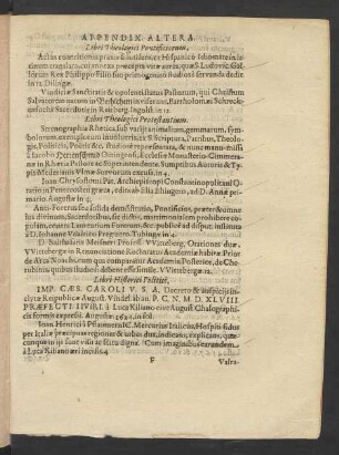 Appendix Altera. Libri Theologici Pontificiorum.