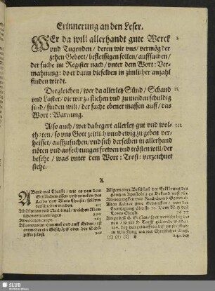 Erinnerung an den Leser
