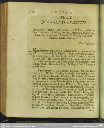 Literae Iuramenti Praestiti ... Tom. V. pag. 330.
