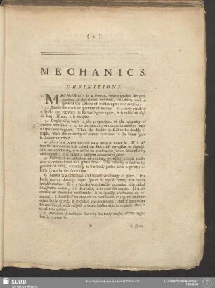 Mechanics. Definitions