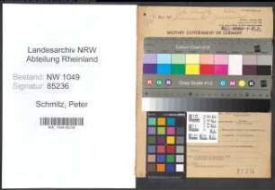 Entnazifizierung Peter Schmitz , geb. 01.08.1896 (Geschaeftsfuehrer)