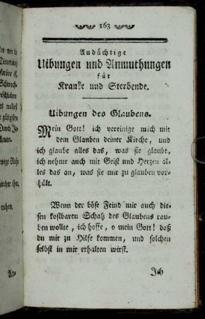 Andächtige Uibungen und Anmuthungen für Kranke und Sterbende. - Commendatio animæ.