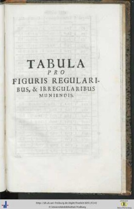 Tabula pro figuris regularibus, & irregularibus muniendis.
