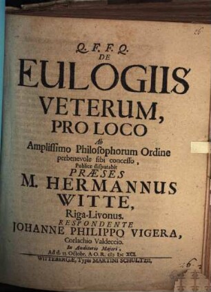 De Eulogiis Veterum