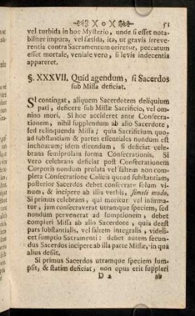 51-62, §. XXXVII. Quid agendum, si Sacerdos sub Missa deficiat. - §. XLIV. A hostiae minores positae ...
