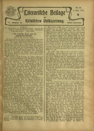 Literarische Beilage der Kölnischen Volkszeitung. 1904-1925