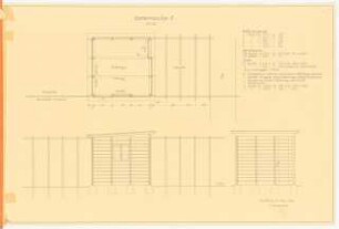 Gartenhaus: Grundriss, Ansicht, Seitenansicht 1:20