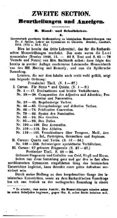 Beurtheilungen und Anzeigen : zweite Section