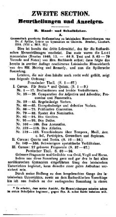 Beurtheilungen und Anzeigen : zweite Section