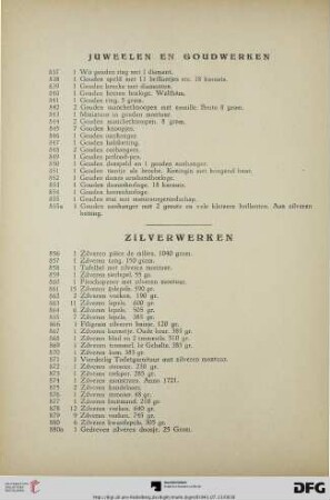 Juweelen en goudwerken (Nr. 837-855a)