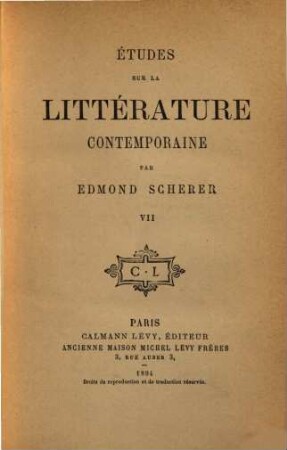 Études sur la littérature contemporaine. 7