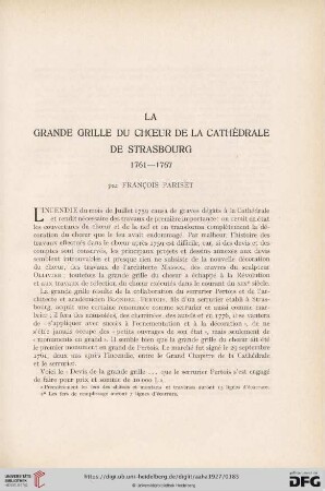 La grande grille du choeur de la cathédrale de Strasbourg 1761-1767