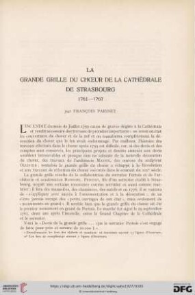 La grande grille du choeur de la cathédrale de Strasbourg 1761-1767