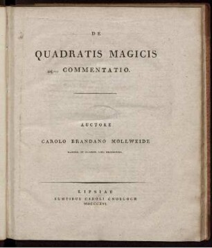 De quadratis magicis commentatio