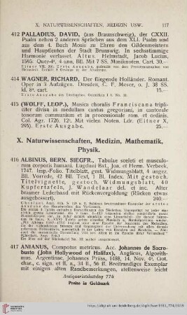 X. Naturwissenschaften, Medizin, Mathematik, Physik (No. 416 - 432b)