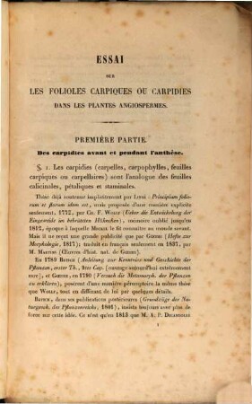 Essai sur les folioles carpiques ou carpidies dans les plantes angiospermes