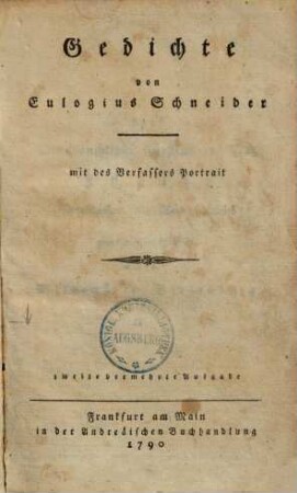 Gedichte : Mit des Verfassers Portrait