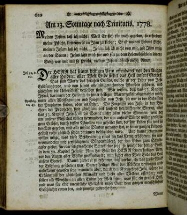 Am 13. Sonntage nach Trinitatis. 1778. - Am 15. Sonntage nach Trinitatis. 1778.