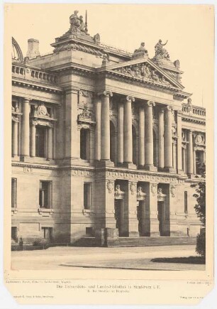 Universitäts- und Landesbibliothek, Straßburg: Ansicht des Mittelbaus der Hauptseite