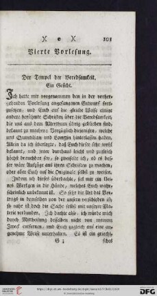 Vierte Vorlesung: Der Tempel der Beredsamkeit. Ein Gedicht.