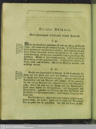 Dritter Abschnitt. Verrichtungen während eines Feuers