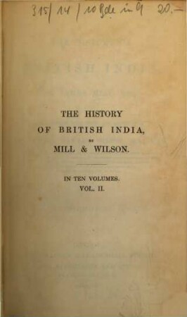 The history of British India : (In 10 vol.). 2