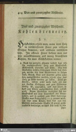 Vier und zwanzigster Abschnitt. Kohlenbrennerey