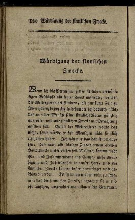 Würdigung der sinnlichen Zwecke.