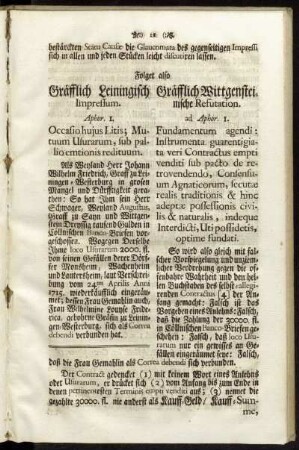Folget also Gräfflich Leiningisch Gräfflich Wittgensteinische Refutation.