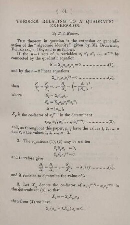 Theorem relating to a quadratic expression.