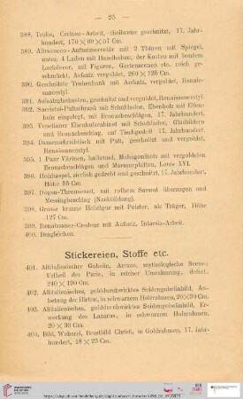 Stickereien, Stoffe etc. (Nr. 401 - 463)