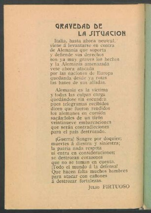 Gravedad de la situación