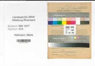 Entnazifizierung Marie Hollmann , geb. 05.07.1903 ()