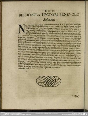 Bibliopola Lectori Benevolo Salutem!