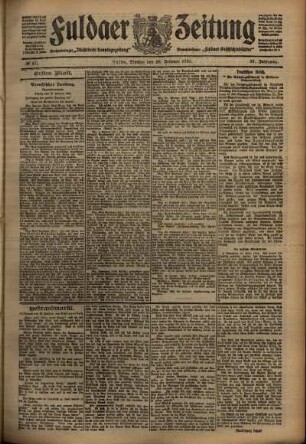 Erste Ausgabe vom Montag, den 28. Februar 1910.