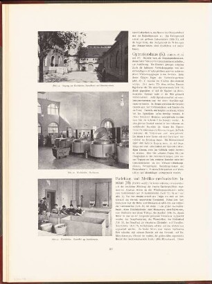 Rudolf Virchow-Krankenhaus, Berlin: Ansicht Kessel- und Maschinenhaus, Innenansichten Kochküche (aus: Neubauten der Stadt Berlin, Bd. VI, 1907)