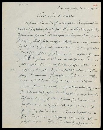 [Brief von Otto Selz an Julius Bahle vom 16. Mai 1938]