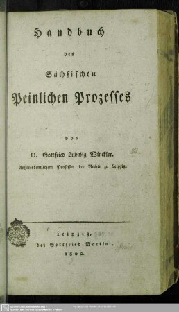 Handbuch des sächsischen peinlichen Prozesses