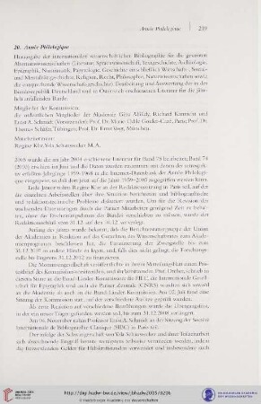 20. Année Philologique