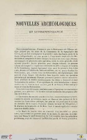 Nouvelles archéologiques et correspondance
