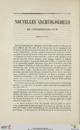 Nouvelles archéologiques et correspondance